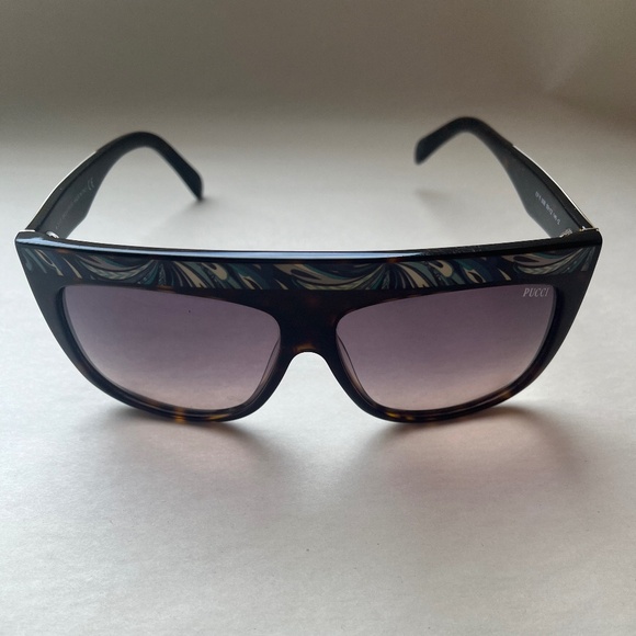 Emilio Pucci EP0008 Italy Shield Sunglasses Havana Gradient Smoke Abstract Print - Picture 3 of 14